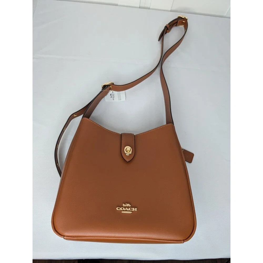 Coach Hadley Smooth Leather Turnlock File Bag - Tan, NWT $325 Retail